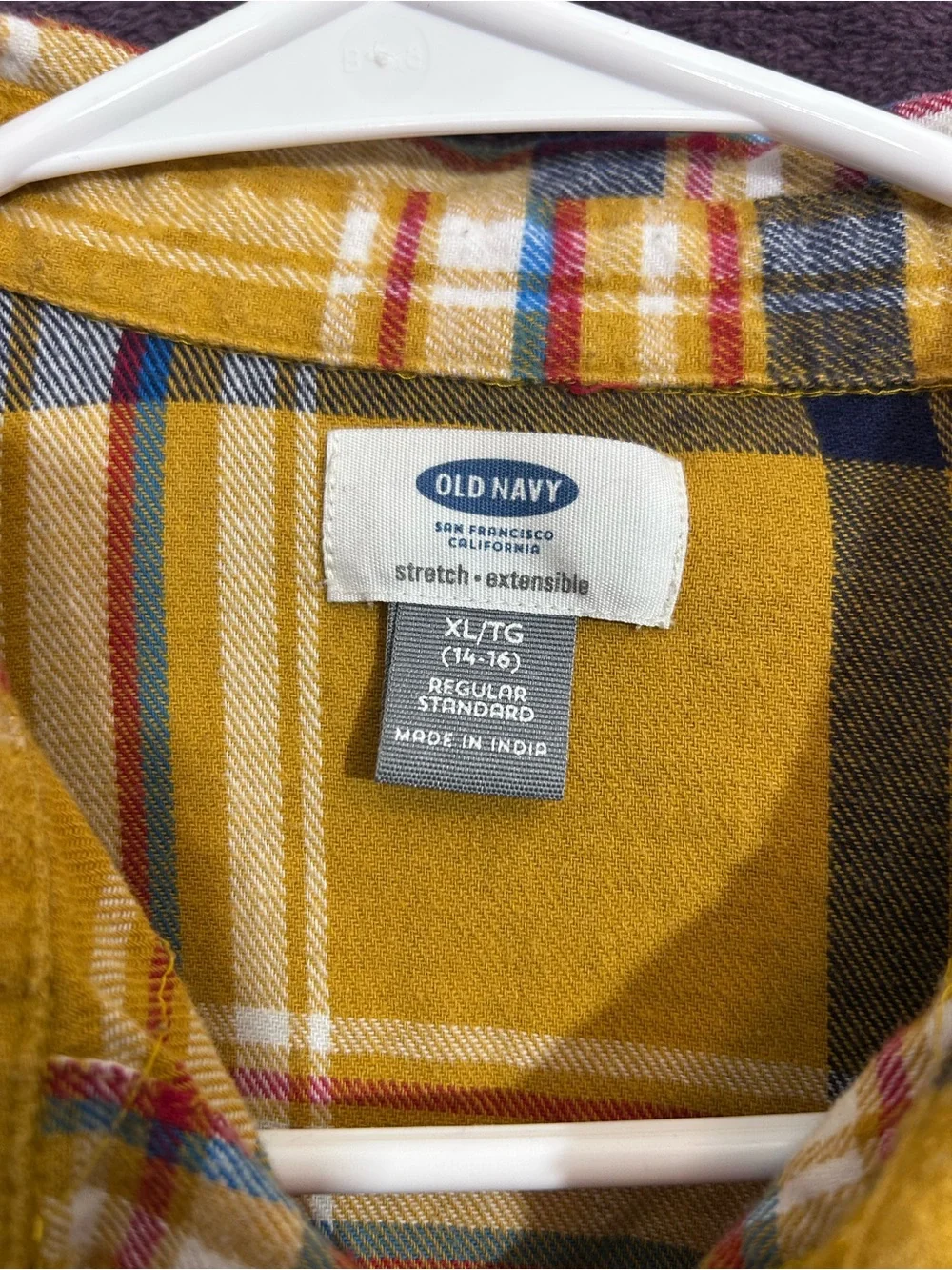Old Navy Mustard Yellow Plaid Button-Down Shirt